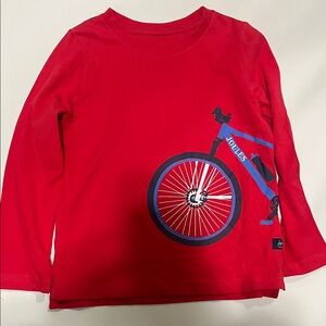 Joules Red Long Sleeve Tee with Blue Bike Graphic